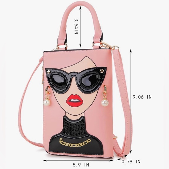 Chic Face Pink Designer Handbag - Picture 3 of 4